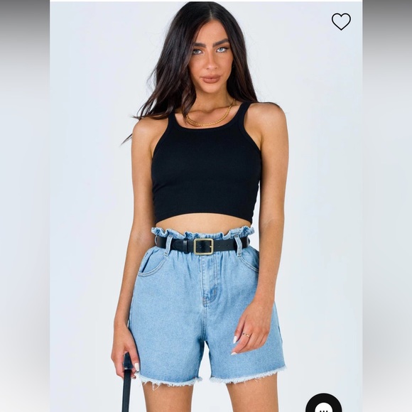 NWT Princess Polly Open Road Denim Paper Bag Shorts - Picture 3 of 7